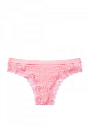 Seamless Lace Trim Thong Panty