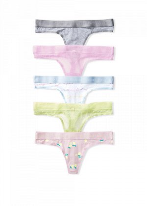 5-pack Cotton Logo Thong Panties