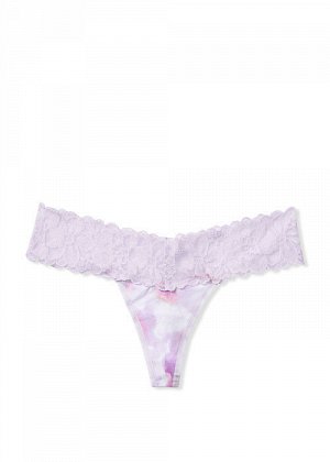 Stretch Cotton Lace-waist Thong Panty