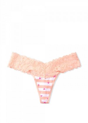 Stretch Cotton Lace-waist Thong Panty