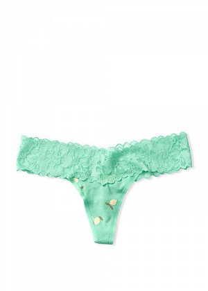 New Colors! Stretch Cotton Lace-waist Thong Panty