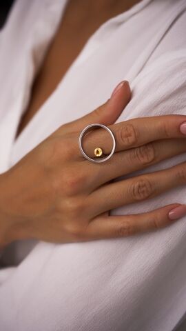 Серебряное кольцо круг с цитрином