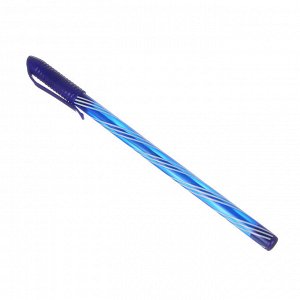 Ручка шариковая синяя, с цветным "закрученным" корпусом, 0,7 мм, инд. маркировка