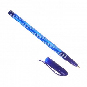 Ручка шариковая синяя, с цветным "закрученным" корпусом, 0,7 мм, инд. маркировка