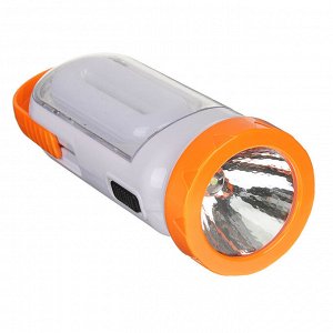 ЧИНГИСХАН Фонарь аккумуляторный 2-в-1 17+0,5Вт LED, шнур 220В, солнечн. батарея, пластик, 14,5x5,5см