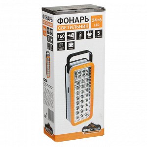 Фонарь ЧИНГИСХАН -светильник 24 + 6 ярк. LED, 3xD / шнур 220В, пластик, 24x10 см