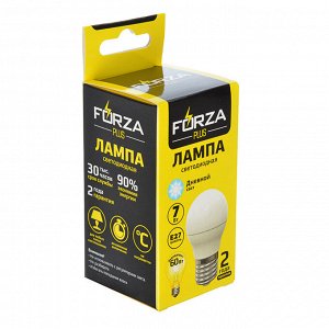 FORZA Лампа светодиодная G45 7 Вт, Е27, 560 Лм, 4000 К, 175-265 В, Ra>80, IRF