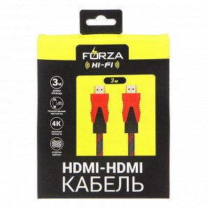 Кабель HDMI-HDMI 1,4, 10,2 Гбит/с, 3м, медь, FORZA