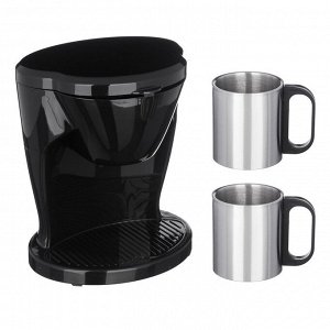 Кофеварка капельная LEBEN 500Вт, две металлические чашки 0,3л