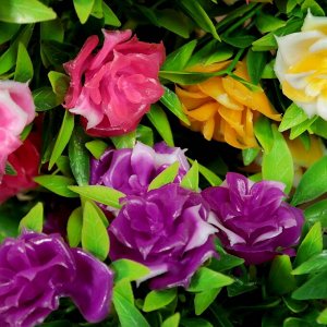 LADECOR Цветок искусственный декоративный в горшке, 25,5х9,5 см, 26х10,5х6,5 см, пластик, 6 цветов
