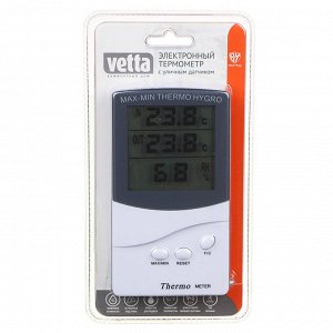 INBLOOM Термометр электронный, выносной датчик температуры, влажность,12.5x7см, пластик,1xAAA