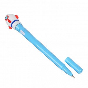 Ручка шариковая синяя, со светящейся и крутящейся фигуркой, 4 дизайна, 17см (+-1 см), пластик, пакет