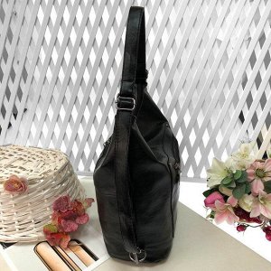Функциональная сумка-рюкзак Satisfay из качественной матовой эко-кожи чёрного цвета.