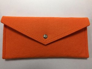 Чехол для очков из войлока на кнопке конверт оранжевый