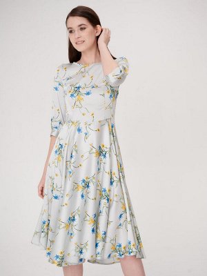 Платье Серо-голубой/цветы