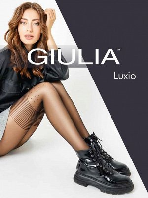 Luxio 01 колготки женс. (Giulia) имитация чулок с коронкой "в полоску" и узором "горошек" 20 ден