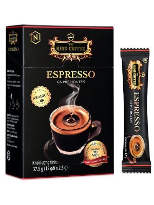 Растворимый черный кофе из зерен Арабики King coffee Espresso 15 пак*2.5 гр