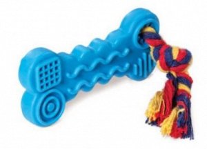 Игрушка для собак из цельно-литой резины "Косточка с веревкой" 95/165мм