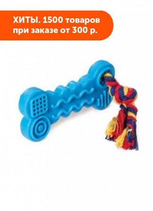 Игрушка для собак из цельно-литой резины "Косточка с веревкой" 95/165мм