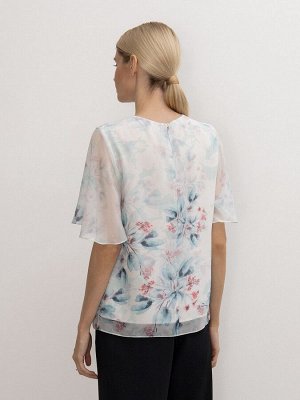 Шифоновая блуза с принтом B2592/geranium