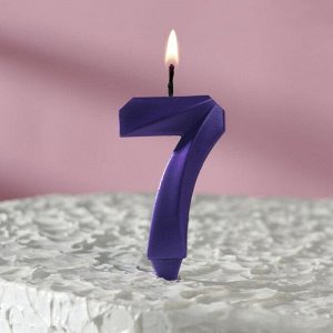 Свеча в торт "Грань", цифра "7", фиолетовый металлик