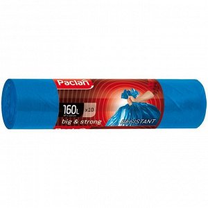 Мешки для мусора 160л Paclan "Big &strong" ПВД, 87*120см, 21мкм, 10шт., синие, в рулоне