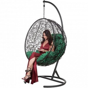 Подвесное кресло "Kokos» Black (зеленая подушка) 195*95*75 см