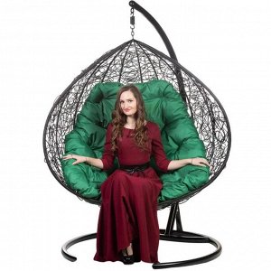 Двойное подвесное кресло, 195 ? 135 ? 75 см, black (зелёная подушка), «Gemini promo»