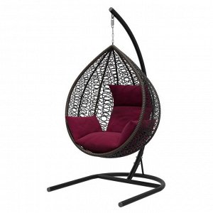Подвесное кресло «Бароло», капля, цвет коричневый, подушка бордо