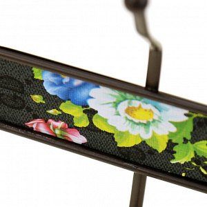 Вешалка-планка металлическая, окрашенная, 6 двухрожковых крючка, 51х14см, коричневый, вставка - декор (Китай)