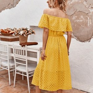 Женское кружевное платье, цвет желтый