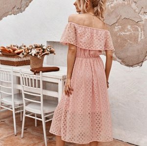 Женское кружевное платье, цвет розовый