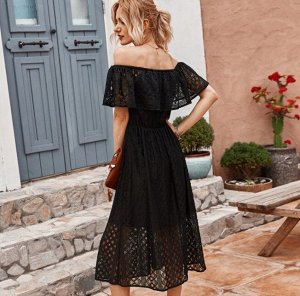 Женское кружевное платье, цвет черный