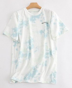 Женская футболка с принтом, цвет голубой/белый