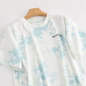 Женская футболка с принтом, цвет голубой/белый