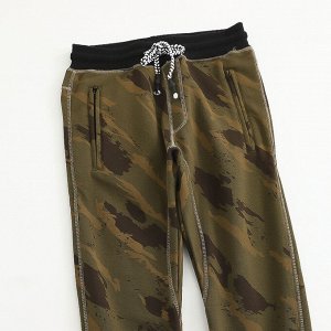 Женские утепленные брюки, принт "камуфляж", цвет зеленый/коричневый