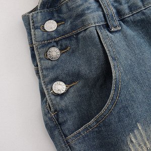 Женский короткий джинсовый комбинезон на лямках