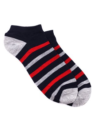 Короткие носки р.40-45 "Полосатики" Серо-красные