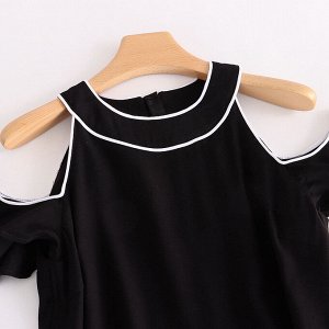 Женское платье с открытыми плечами, цвет черный