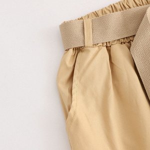 Женские широкие брюки с карманами и утяжкой по низу, цвет кремовый