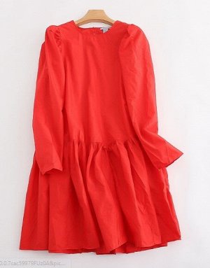 Женское платье с длинным рукавом, цвет красный