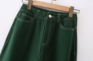Женские джинсы, цвет зеленый