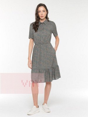 Платье женское 211-3663 Ш67 тёмно-оливковый тюльпан