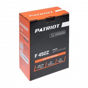 Насос дренажный PATRIOT F 450Z, для чистой воды, 450 Вт, напор 5 м, 133 л/мин, кабель 7 м