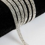 Стразы термоклеевые, d = 3 мм, ширина - 10 мм, 4,5 ± 0,5 м, цвет серебряный
