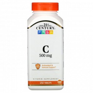 21st Century, Витамин C, 500 мг, 250 таблеток