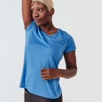ФУТБОЛКА ДЛЯ БЕГА ЖЕНСКАЯ RUN DRY ЛАЗУРНО-ГОЛУБАЯ