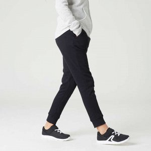 Спортивные брюки 100 зауженные для девочек черные DOMYOS