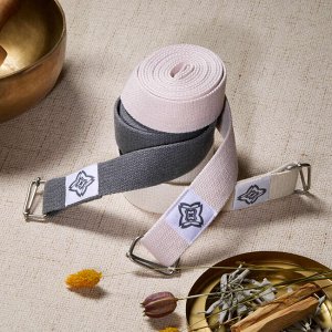 Лента–эспандер для йоги из биохлопка серая kimjaly
