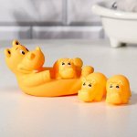 Набор игрушек для игры в ванне «Бегемотики» мыльница, 3 игрушки, с пищалкой